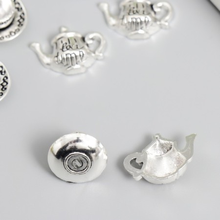 Decor for creativity Metal "Cup and kettle" silver set 4+4 pcs 0.7x1.4x1.4 cm 1.3x1.8 cm 788007-1