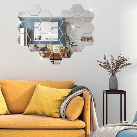 Interior stickers "honeycomb", mirror, wall decor, set 12 pcs, 16 x 18 cm-6