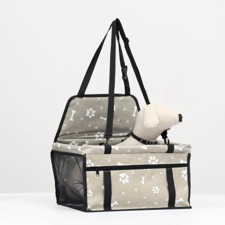 Car Seats for animals 40*30*25 cm, gray with white paws and bones-1