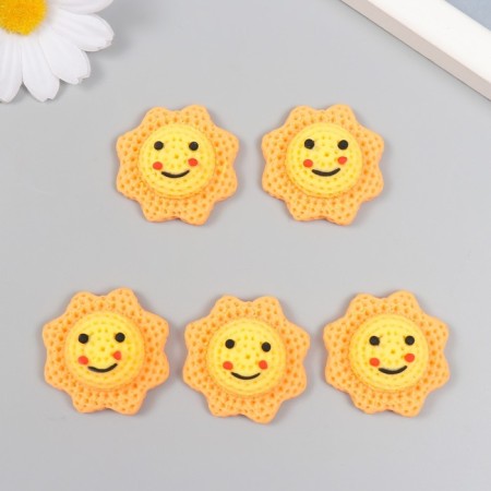 Decor for creativity plastic "Knitted Sun" 3.7x3.5 cm-2