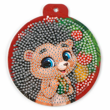 New Year's diamond mosaic on the suspension "New Year! Hedgehog ", 10 x 10 cm, set for creativity-3