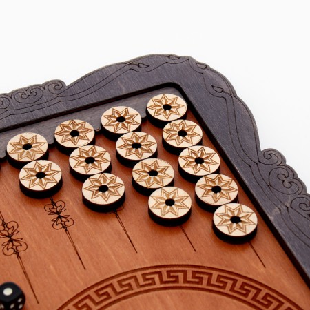 Wooden backgammon carved large "pattern", 45 x 45 cm-4