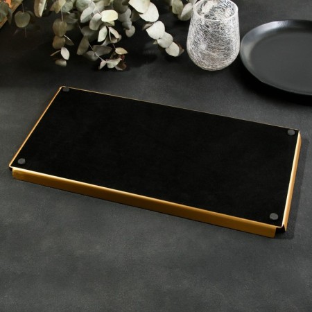 Metal tray, eco -leather rectangular 37.5 x 18.5 cm, brown color-10