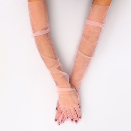 Carnival accessory- transparent gloves, pink color-1