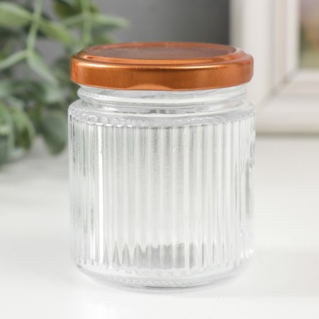 Bank for candles glass with a "vertical strips" lid is a transparent 150 ml 6.5x6.5x6.5 cm-1