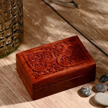Casket Casket Carved "Two Hearts" 15x10x6.5 cm