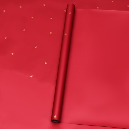Flower film, 57cm x10 m, "hearts", wine, 65 microns
