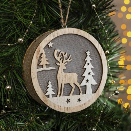 Christmas tree toy "Deer in the forest", batteries AAAX2 (not in the kit), glow of warm white-1