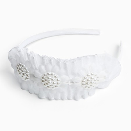 Hair cap "Flowers", white, 10 cm, princesses-1
