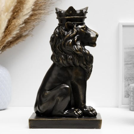 The piggy bank "Leo with the crown" black with gilding, 23cm-1