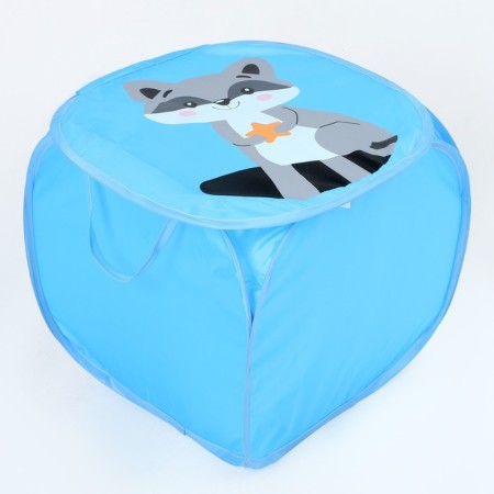 A basket for storing toys "Raccoon" with a lid, 45 x 45 x 43 cm, blue-2
