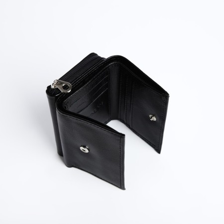 Women's wallet on the button, black color-3