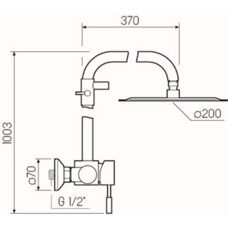 The shower system "RMS" SUS124-003DK-3, tropical shower, stainless steel, satin-4