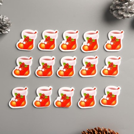 A set of buttons for creativity wood "New Year's boot" set of 15 pcs 3x2.6 cm-1