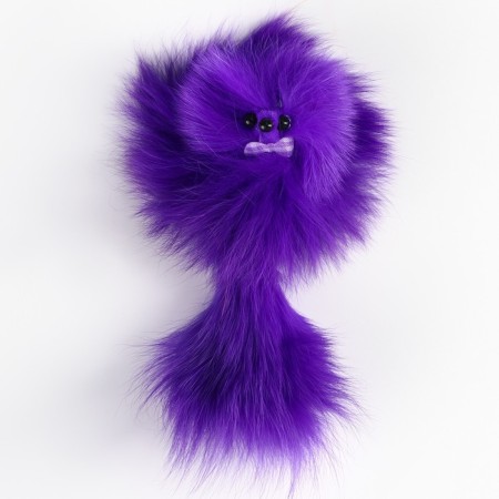 A mouse made of natural fur, up to 11 cm with a tail, purple-1