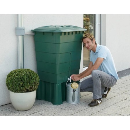 A square container with a lid and a tap of 300 l, green, 66x80x91 cm-1