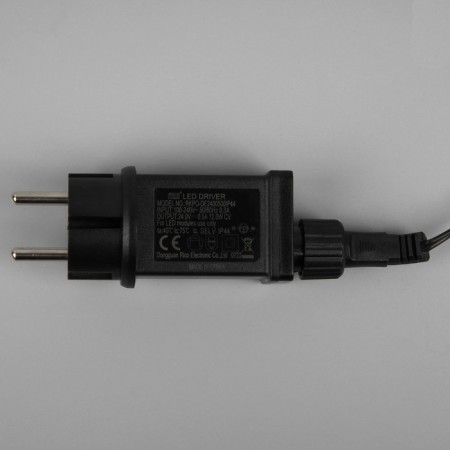 Garland “thread” 10 m, IP44, UMS, dark thread, 100 LED, warm white glow, flickering all LEDs, 24 V-4