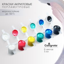 Acrylic paint, set of 6 colors x 5 ml, Wizzart Kid Pearl, pearl (increased pigment content), frost -resistant