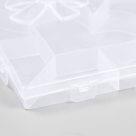 Casket Plastic for trifles "Heart with bantik" Transparent 9 departments 15.5x14x1.8 cm-2