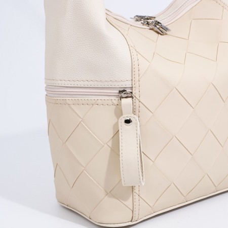 Bag-mech "Golden Rain" on lightning, 3 outer pockets, long belt, beige color-3