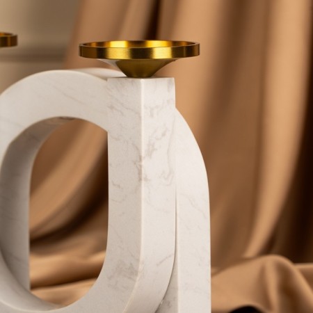 Brass Brass, marble "Camellia" 19 x 18 x 8 cm-19