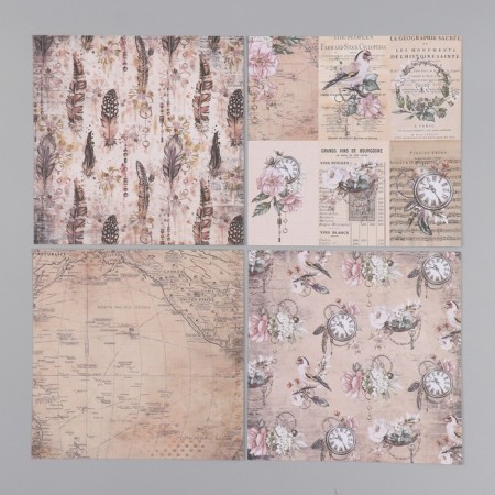 A set of paper for scrapbooking 12 sheets 12 designs "Vintage Letter" 160 grams 15.2x15.2 cm-5