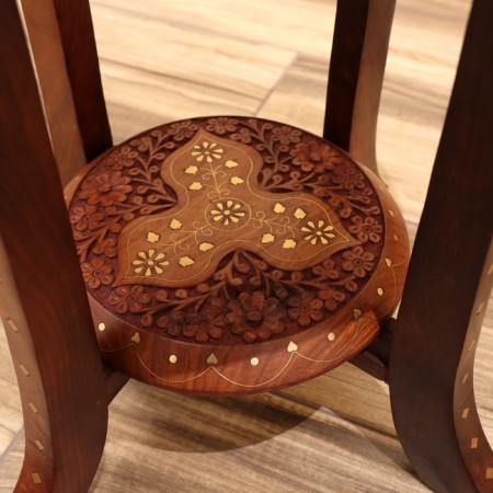 Table "Flowers" wood 37x37x47 cm-2