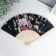 Fan bamboo, textile h = 21 cm "flowers" with a cover, black