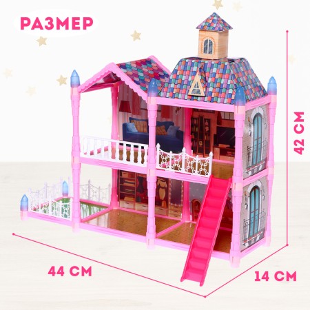 House for dolls "Fairytale life on the villa" with a doll, pets and accessories-1