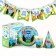 A set of paper utensils, on 6 people "Happy Birthday!", Blue Tractor