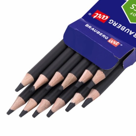 Coal in a pencil set of Brauberg, 12 pieces, different hardness-4