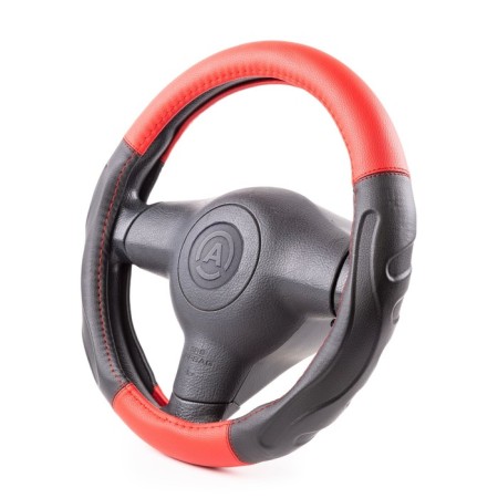Autoprofi steering wheel, eco-leather steering, 9 cm girth, black/red, size m, 37-39 cm-1