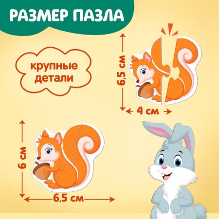 Maxi Puzzles in the metal box "Forest animals", 10 puzzles, 20 parts-1