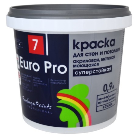 Acrylic paint, matte for walls and ceilings "Euro Pro" base a 0.9 liter