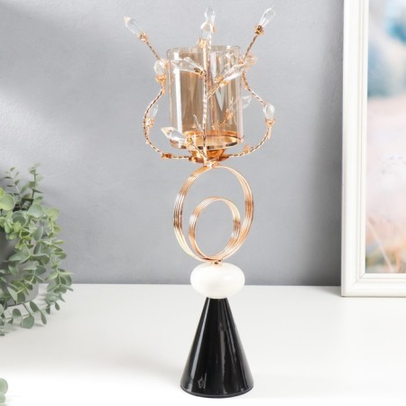 Summary Metal for 1 candle "branches with crystals. Two rings" Gold 38x17x17 cm-2