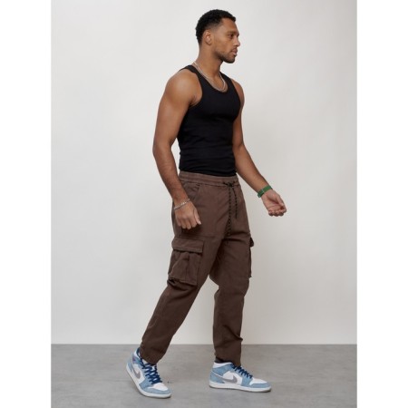 Cargo jeans men, size 48, brown color-2