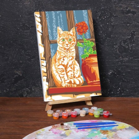 Picture on numbers on canvas with a subframe "Red cat" 20x30 cm-1