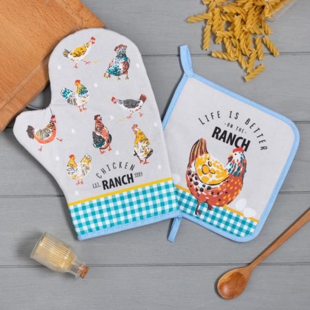 Ethel kit “Chicken Ranch”: a mittens-output 20x28 cm, a selection of 19x19 cm, 100% cotton