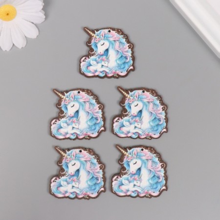 Decor for creativity wood "Family of Unicorns" 4x4.2x0.3 cm-2