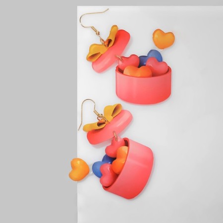 Earrings "heart" Boxes, colored in gold-2