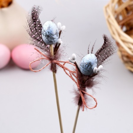 Decor on the stick "feather and egg" set of 2 pcs., Mix-1