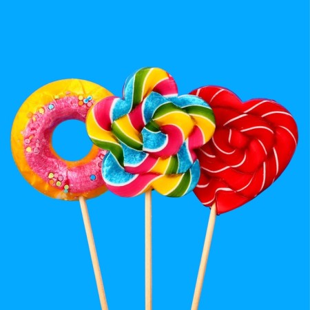 Caramel Lollice "Heart. Donut. Flower", raspberries, tutti-freighty, strawberries, 30 g-1