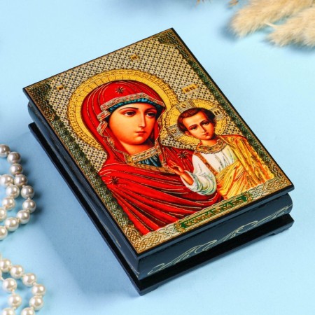 Casket "God's Mother Kazan" 10 × 14 cm, lacquer miniature