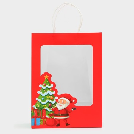 Gift package with the Santa Claus window 30 x 22 x 14 cm, red-2