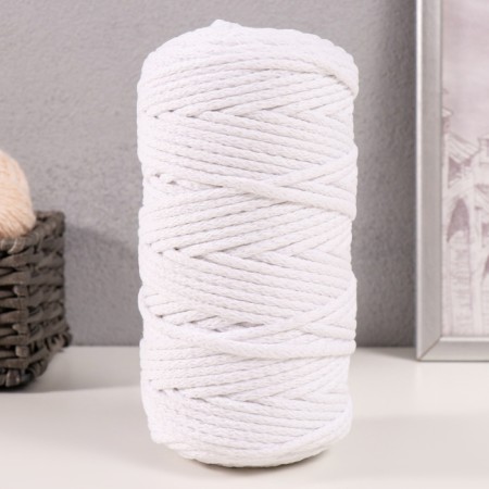 Knitting cord "Puff" 100% cotton width 5mm 100m (white)