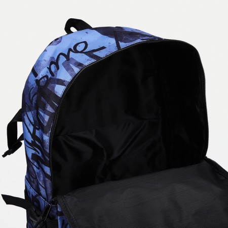 Youth backpack from textiles on lightning, 3 pockets, blue color-4