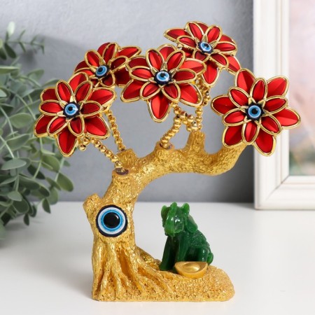 Souvenir from the evil eye "Blooming tree. Elephant with a caliper of gold" gold, red 17 cm