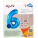 Foil ball 40 "Number 6", blue color, Slim
