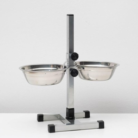 A stand with bowls, 2 x 2 l, height 50 cm, collapsible with an upper latch, chrome-2