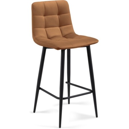 Baric stool for metal/velor, black/brick 43x42x93 cm
